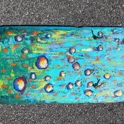 Turqouise Flow Encaustic on slate, 11 x 20 Collin Cessna, 2023