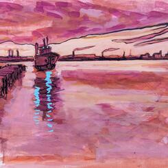 Dead Head Casein on watercolor board, 12 x 16 Collin Cessna, 2023