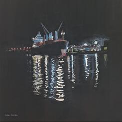 Twinkling Night Lights Casein on masonite, 12 x 12 Collin Cessna, 2022