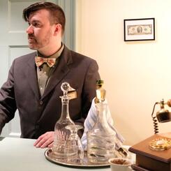 Clayton at his desk.