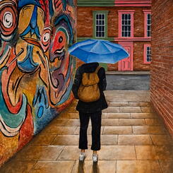 An alley in London, Acrylic, 30 by 24 inches, 2024