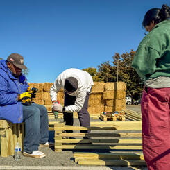 Damascus Placemaking Festival, community build day, people constructing benches