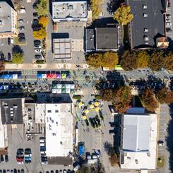 Damascus Placemaking Festival, aerial view of pedestrianized Main Street