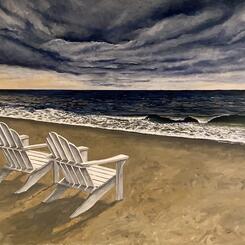 Morning at the beach, Acrylic, 26 by 36 inches