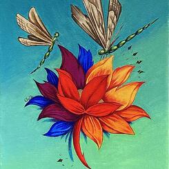 Dragonflies and the Fiery Flower