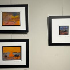 Gallery Installation Site Shot: Tangerine Dreamscape 1, Tangerine Dreamscape 2, Splendid Day 