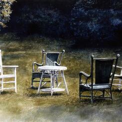 Old friends, watercolor, 15 by 26 inches