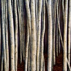 Birch grove, acrylic, 40 by 33 inches, 2022