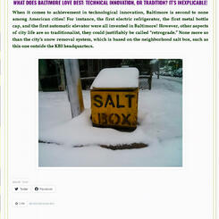ARCHIVE OF BALTIMORE INEXPLICABILIA, Salt Box Entry