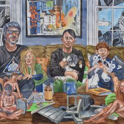 Amanda, Adam, Trajan, Maryam, Chester the Cat, and the Bird People