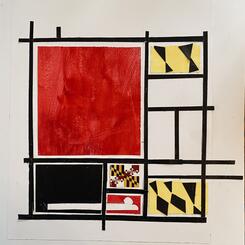 “Mondrian Redesigns The Maryland Flag” (After Piet Mondrian’s “Composition in Red, Yellow, Blue and Black”)
