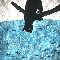 Cat Island crankie- Cats watching fish playing in phosphorescent waters of the bay