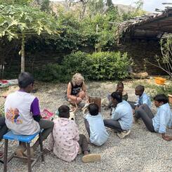 Cleaning the collected garbage for art making