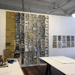 Studio view of working drawings of Winter Series, Florence