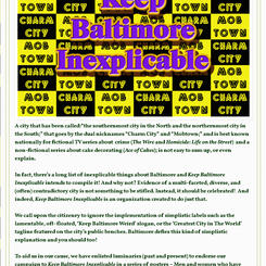 	Keep Baltimore Inexplicable Manifesto