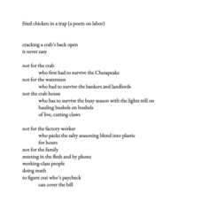 fried chicken in a trap (a poem on labor) 