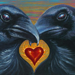 Crows and Flaming Heart