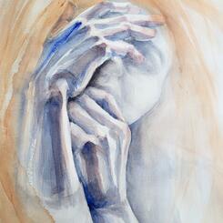 The hands that cover her face