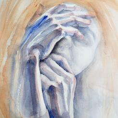 The hands that cover her face