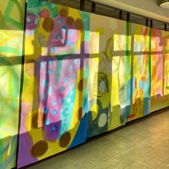 installing Hiccups, Park View Gallery, Glen Echo Park, Glen Echo, MD, March 2025