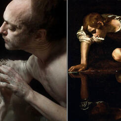 Comparison of Untitled (#04-14-09-462) with Caravaggio Narcissus 1594