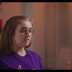 Teacher being interviewed 