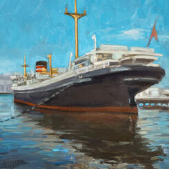 Ship Docked in Yokohama Harbor