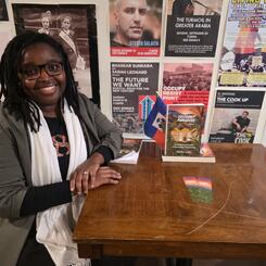 Red Emma's Book Talk- Book Pose