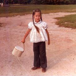 The author with her school lunch pail, 1977