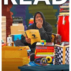 Living Archive V: Autodidacticism & Shodekeh's READ Poster, created in collaboration with TU Special Collections of the Towson University Albert S. Cook Library & the American Library Association. Photograph by Alex Wright, 2021.