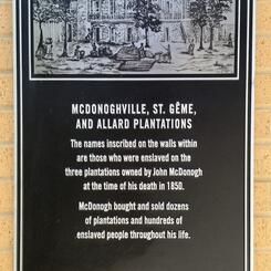 McDonogh Plantation Plaque