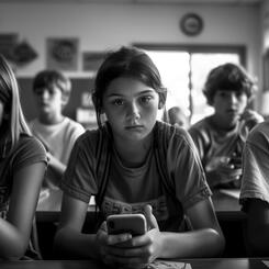 Middle School Kids Clutching Cellphones