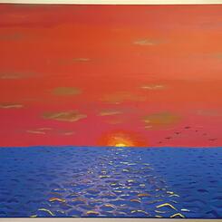 Ocean sunset with birds #2