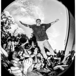 Stage Diver at a Turnstile Show at the Clifton Park Bandshell