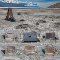 Plywood Markers Outlining the Site of Greenland's First Airplane Runway (Montage: 2025; Photos: 2022)
