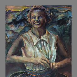 Pachamama, Great Mountain Mother '13 & '07, 100 x 38.5 x 1.5 oil on linen 