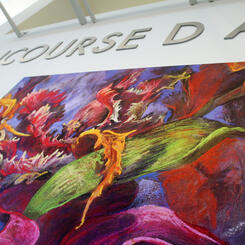 River Dance (detail, reproduction on fabric): Yumi Hogan Art Gallery, BWI Airport