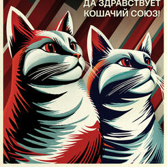 Cats Rule - 1920s Russian Art Influenced Poster