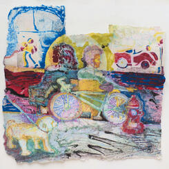 chairs in the streets, dogs n cars