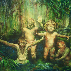 Reaching For Eden 2003, 54 x 58 x1 oil on canvas