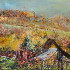 East of the Sun, West of the Moon, 2014, 14 x 30 x 1 oil on canvas