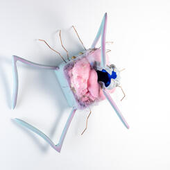 hatched in soft pinks