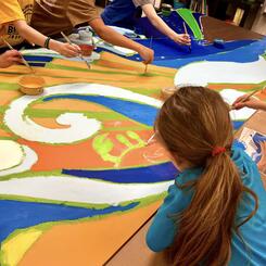Broadneck Elementary School Legacy Mural Project: Students painting detail