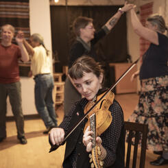Georgia Beatty Playing for Traditional Norwegian Dance with Hardanger Fiddle