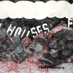 We Buy Houses Fast $$$, tempera paint and color pencils on paper, 43.0 x 96.0 inches