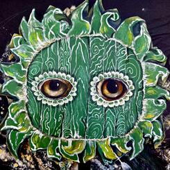 Animal Numina within the Flower, puppet against cosmic background