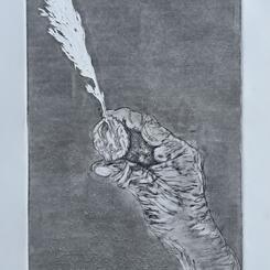 My righjt hand with the peace of walnut