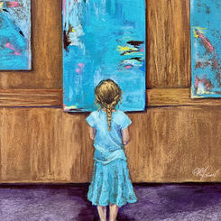 Young Connoisseur: 14 x 11 inches, soft pastel painting on paper