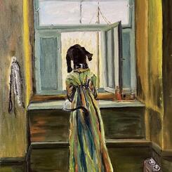 Leashed and Longing (After painting by David Friedrich)