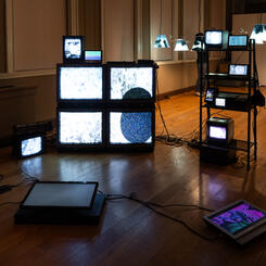 Signal Remains, A Catalogue of the City's Afterimage, 2025, Gallery View at the Peale Museum in Baltimore as part of Spark: Industrial Afterglow